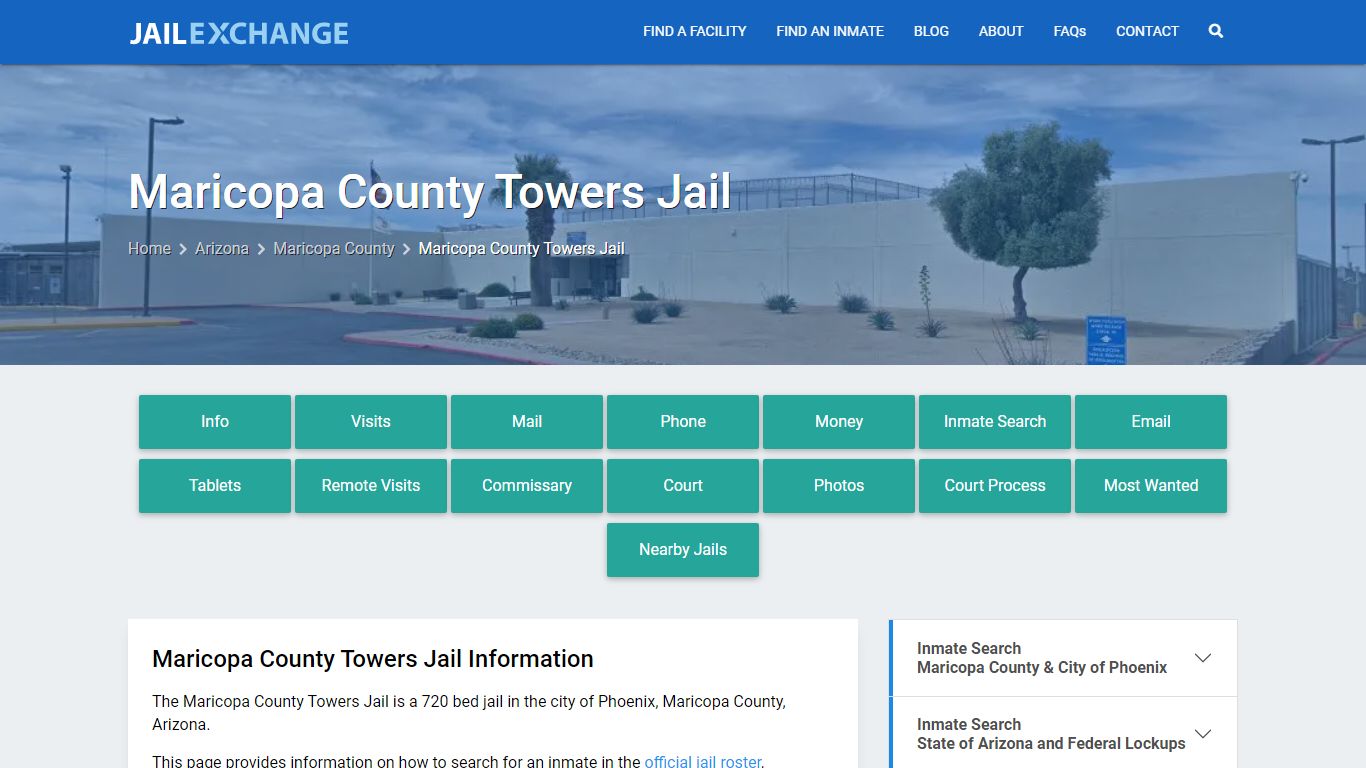 Maricopa County Towers Jail, AZ Inmate Search, Information